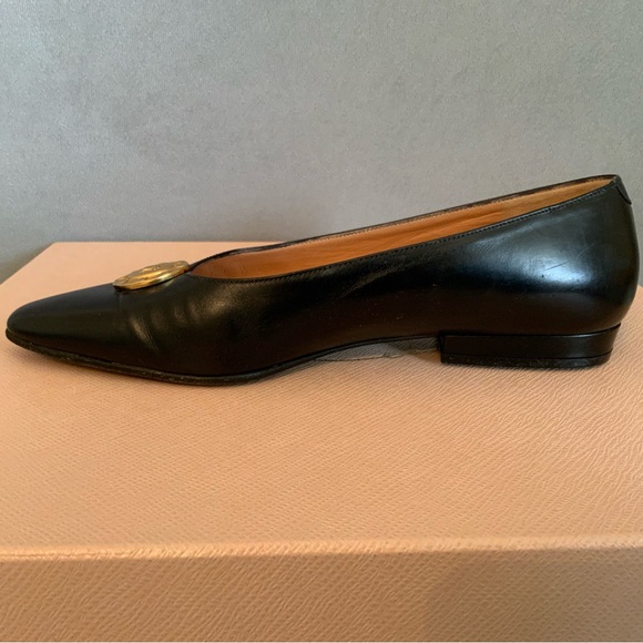 Authentic Celine Paris Leather Flat Loafer Black Rare Vintage Size 5.5 - Picture 8 of 14